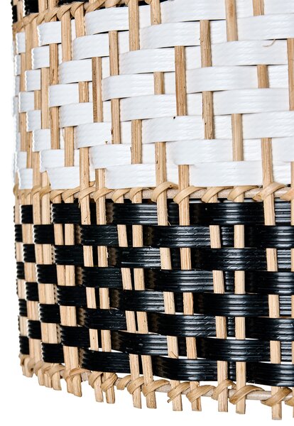 Závesná lampa čierna biela ratanové tienidlo železný rám závesná lampa boho štýl ručná výroba osvetlenie