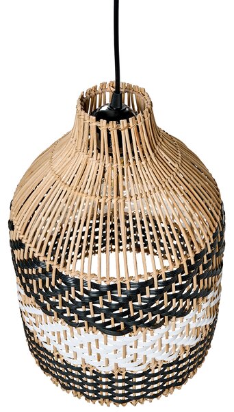 Závesná lampa čierna biela ratanové tienidlo železný rám závesná lampa boho štýl ručná výroba osvetlenie