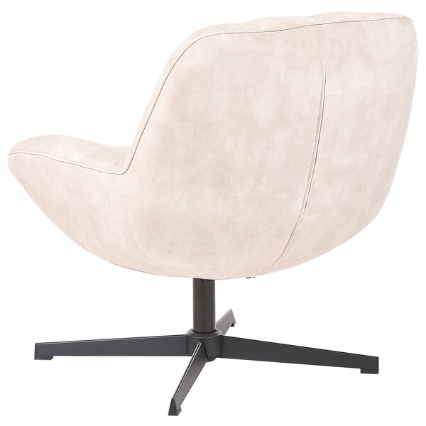 Kreslo s podnožkou béžové zamatové čalúnenie otočný podstavec prešívané sedadlo moderný mid century štýl obývačka spálňa