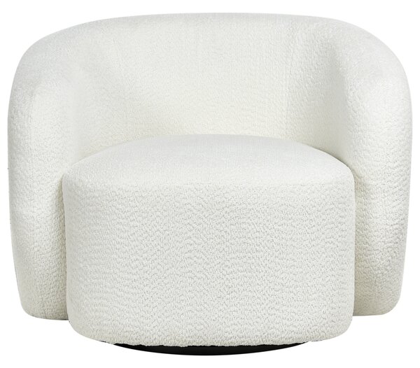 Otočné kreslo krémová biela látkové čalúnenie polyester široké sedadlo s podrúčkami moderný štýl obývacia izba