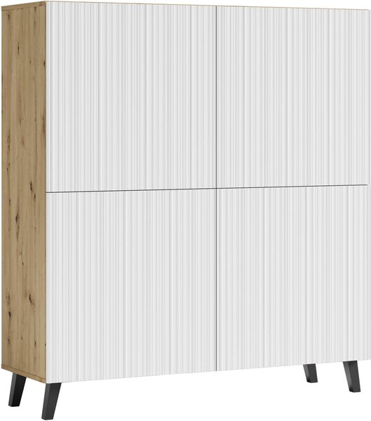 VYSOKÁ KOMODA, biela, dub artisan, 120/130/39 cm Livetastic - Online Only obývacie izby, Online Only