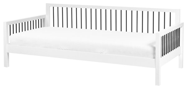 Posteľ biela kaučukové drevo 90 x 200 cm lamelový rám kovové rúrky moderný štýl