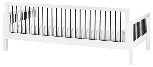Posteľ biela kaučukové drevo 90 x 200 cm lamelový rám kovové rúrky moderný štýl