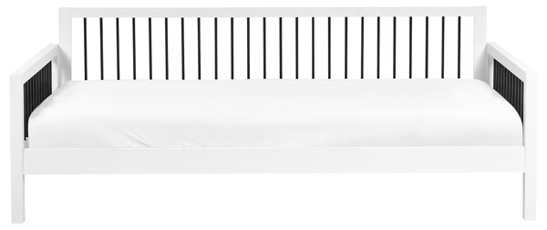 Posteľ biela kaučukové drevo 90 x 200 cm lamelový rám kovové rúrky moderný štýl