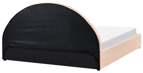 Posteľ broskyňová ružová buklé čalúnenie 180 x 200 cm prešívané čelo s roštom úložný priestor moderný minimalistický štýl spálňa