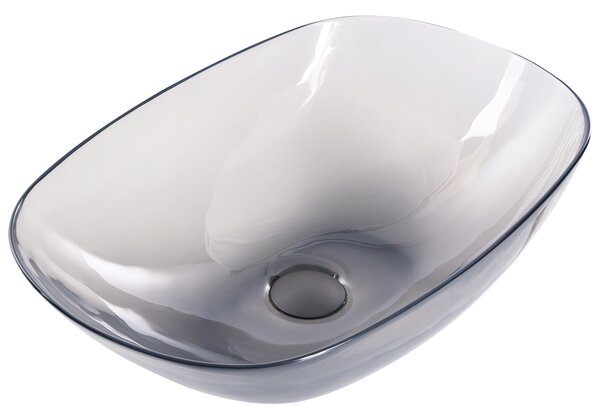Umývadlo na dosku čierne priehľadné z materiálu solid surface 54 x 36 cm moderná kúpeľňa