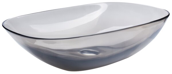 Umývadlo na dosku čierne priehľadné z materiálu solid surface 54 x 36 cm moderná kúpeľňa