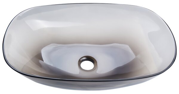 Umývadlo na dosku čierne priehľadné z materiálu solid surface 54 x 36 cm moderná kúpeľňa