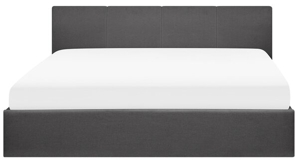 Posteľ sivá látkové čalúnenie 180 x 200 cm prešívané čelo lamelový rošt s úložným priestorom moderný štýl spálňa