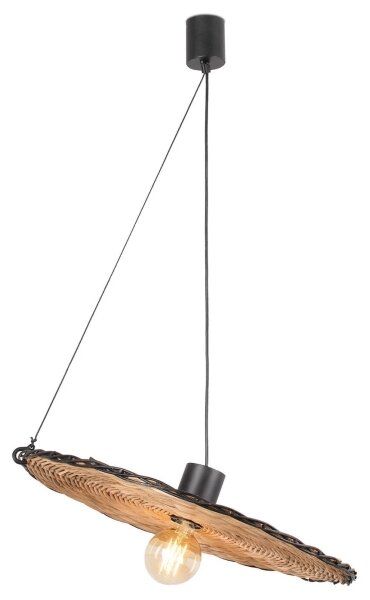 FARO 68590-70 - Luster na lanku COSTAS 1xE27/15W/230V pr. 100 cm čierna/ratan