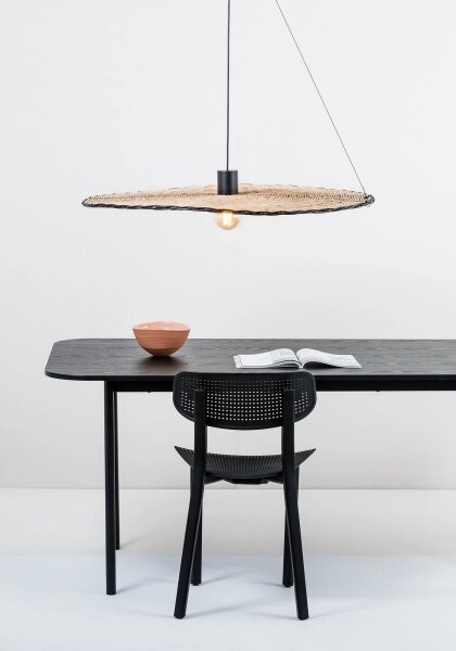 FARO 68590-70 - Luster na lanku COSTAS 1xE27/15W/230V pr. 100 cm čierna/ratan
