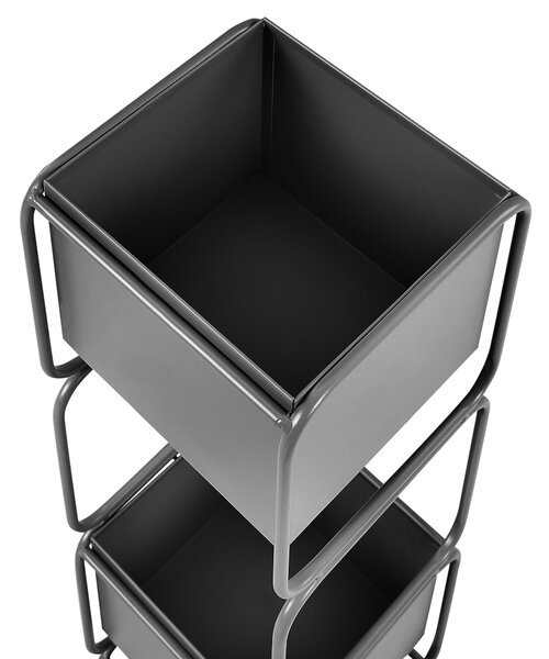 Stojanový kvetináč čierny kov železo 20 x 20 x 75 cm 2-poschodový moderný industriálny štýl interiér exteriér