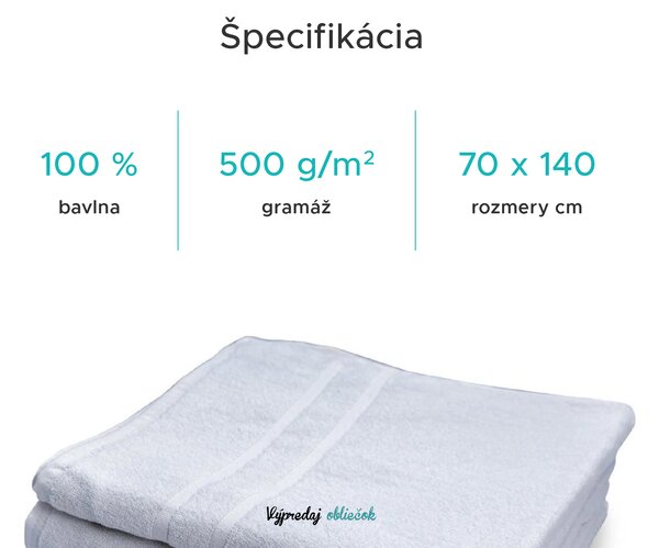 2x osuška ROYAL 70x140 cm biela, 100% bavlna