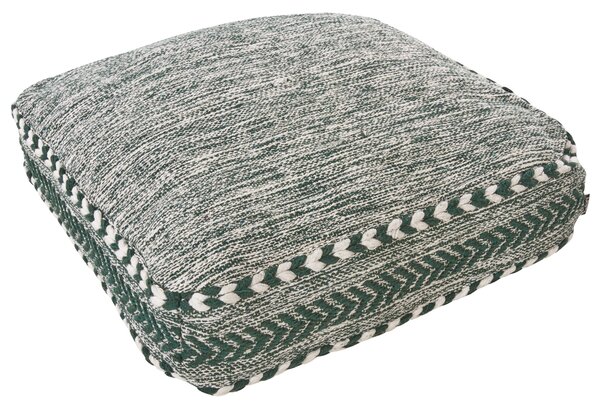 Sedací vankúš zelený a biely bavlnený 60 x 60 x 12 cm geometrický vzor štvorcová poduška na zem boho dizajn obývacia izba detská izba