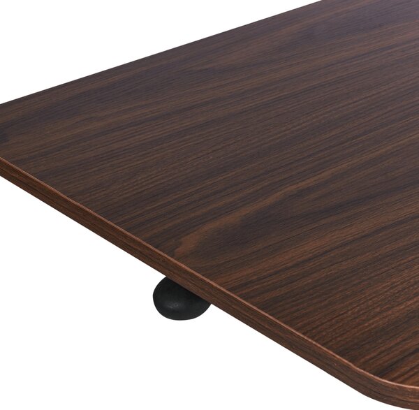 Výškovo nastaviteľný stôl na notebook tmavé drevo oceľový rám 65 x 48 cm mobilný manuálne nastavenie výšky moderná kancelária