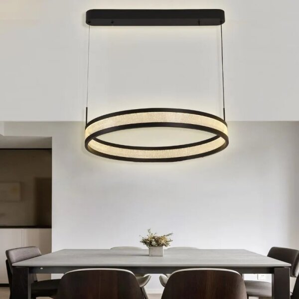 LED Stmievateľný luster na lanku LED/45W/230V čierna + diaľkové ovládanie