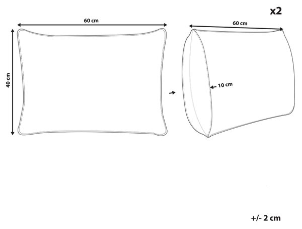 Sada 2 vonkajších vankúšov modrá polyester 40 x 60 cm obdĺžniková kvetinová potlač vzor dekoračný vankúš záhrada terasa