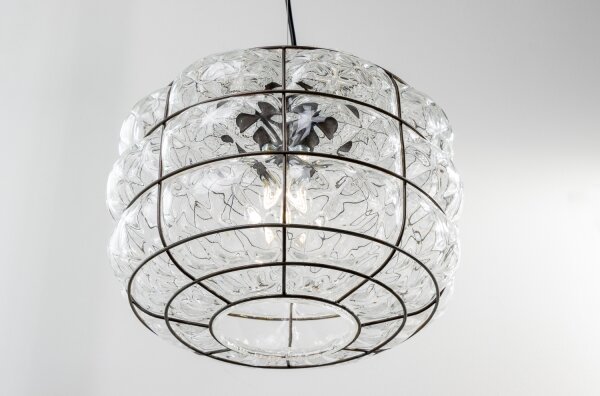 SIRU - Luster na lanku TERRA 1xE27/60W/230V čierna/číra benátske sklo