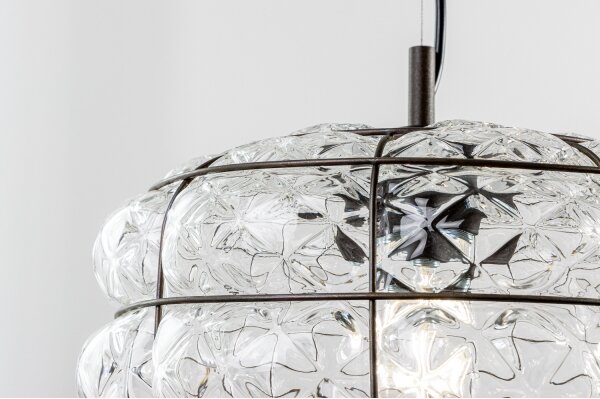SIRU - Luster na lanku TERRA 1xE27/60W/230V čierna/číra benátske sklo