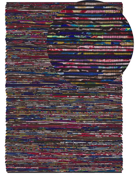 Koberec tmavý viacfarebný bavlnený 160 x 230 cm obdĺžnikový ručne vyrobený boho eklektický