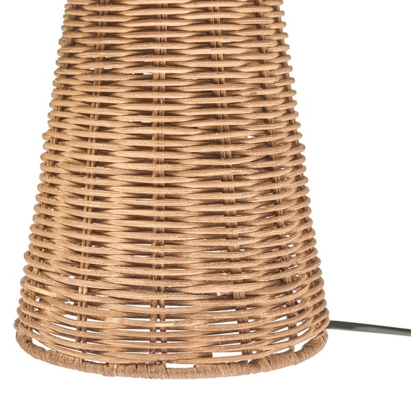 Stolná lampa hnedá prírodná ratanové tienodlo prútený dizajn moderný boho štýl obývacia izba spálňa