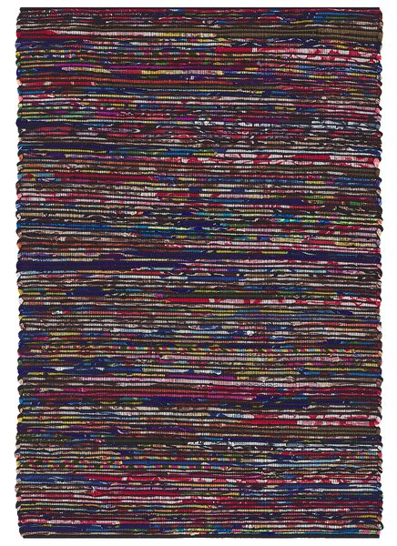 Koberec tmavý viacfarebný bavlnený 160 x 230 cm obdĺžnikový ručne vyrobený boho eklektický