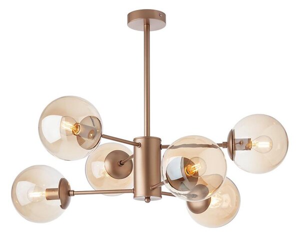 Redo 01-2943 - Luster na tyči MUNDI 6xE14/28W/230V meď/dymová