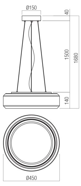 Redo 01-3592 - LED Luster na lanku SOLERA LED/36W/230V pr.45 cm CRI 93 3000/4000K