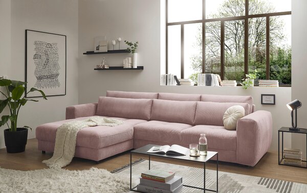 ROHOVÁ SEDAČKA, textil, kompozitné drevo, svetloružová MID.YOU - Sedačky, Online Only