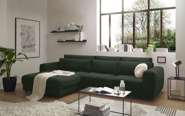 ROHOVÁ SEDAČKA, textil, kompozitné drevo, tmavozelená MID.YOU - Sedačky, Online Only