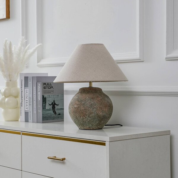 Stolná lampa Lucande Thalorin, výška 39 cm, hnedá, keramika
