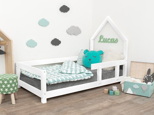 Benlemi Detská posteľ domček POPPI s bočnicou Zvoľte farbu: Biela, Rozmer: 80x160 cm, Strana: Vpravo