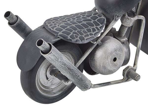 Stojace hodiny čierna biela strieborná železo sklo MDF tvar motorky dekoratívne hodiny na stôl moderný vintage štýl obývačka spálňa
