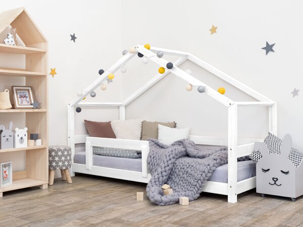 Benlemi Detská posteľ domček LUCKY s bočnicou Zvoľte farbu: Biela, Rozmer: 70 x 160 cm