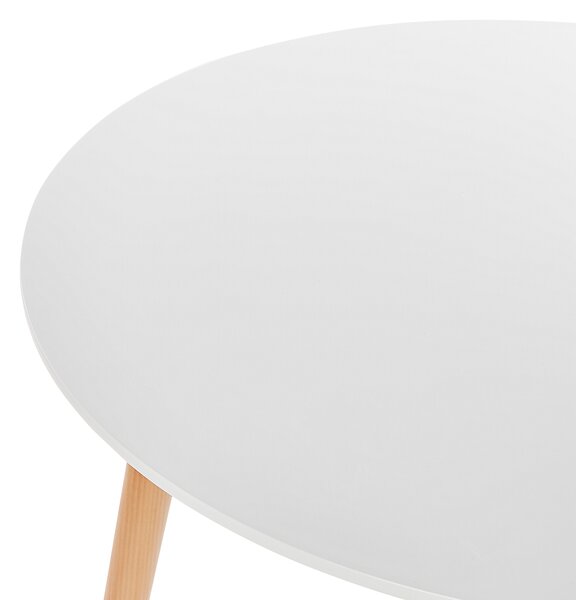 Jedálenský stôl biely MDF okrúhly ⌀ 80 cm hnedé drevené nohy škandinávsky dizajn