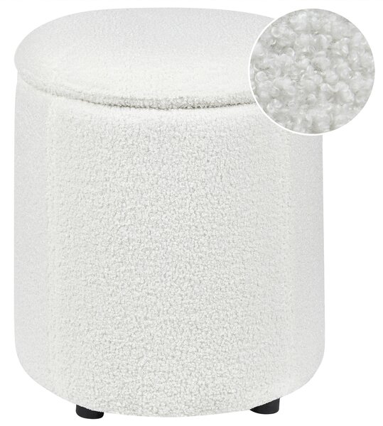 Taburet krémová biela buklé 40 x 38 cm s úložným priestorom glamour štýl obývačka spálňa