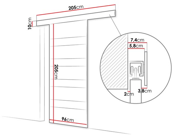 Posuvné dvere SKULEN 5 - 90 cm, dub sonoma / biele sklo