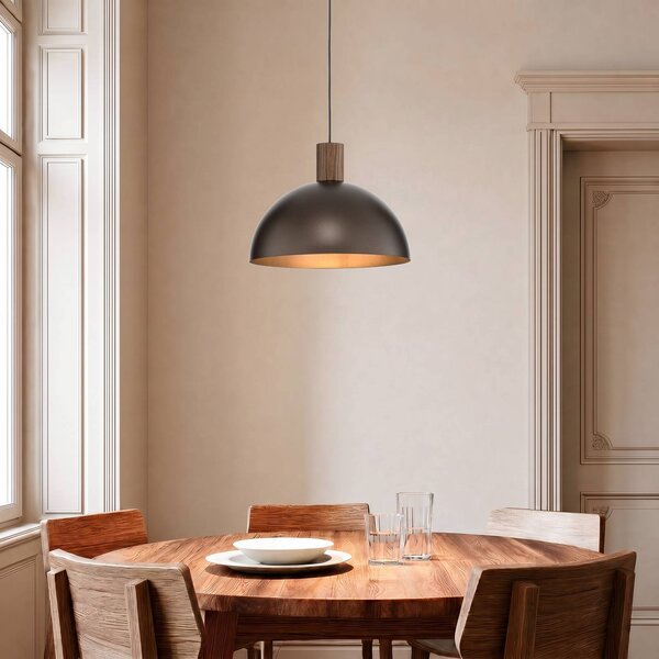 TK Lighting Závesné svietidlo Oslo, hnedé, kov, Ø 34 cm, E27, Hnedá / hrdzavá, Obývacia izba / jedáleň, kov, Moderný, Závesné svietidlo
