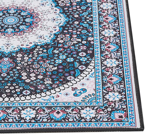 Koberec behúň modrý polyester 80 x 240 cm orientálny vzor protišmykový vintage moderný štýl predsieň