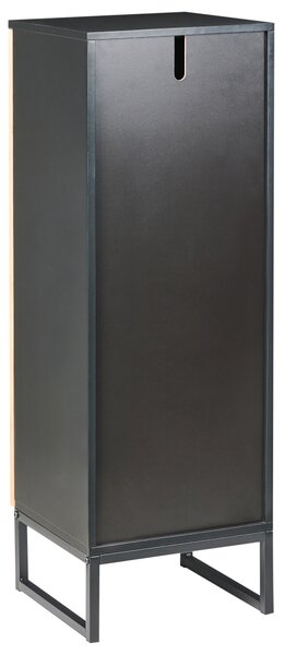 Kúpeľňová skrinka svetlohnedá čierna bambusové drevo oceľ MDF 30 x 90 cm 3 police úložný priestor moderný štýl kúpeľňa