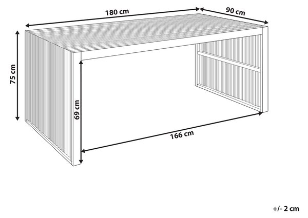 Záhradný jedálenský stôl svetlé akáciové drevo 180 x 90 cm obdĺžnikový tvar pre 6 osôb moderný rustikálny štýl interiér exteriér