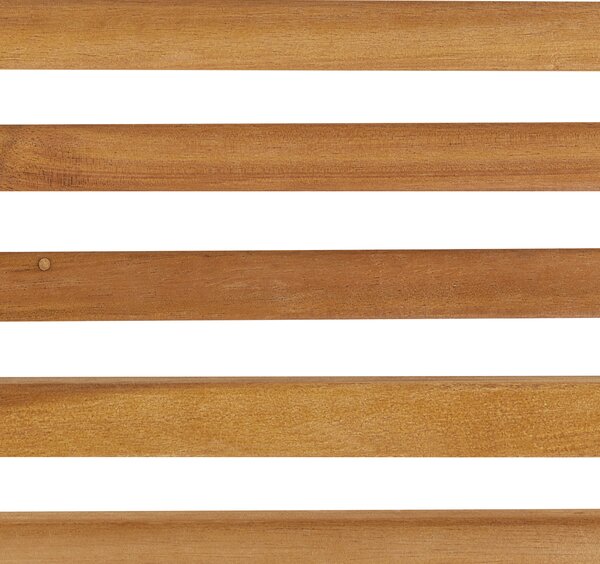 Záhradný jedálenský stôl svetlé akáciové drevo 180 x 90 cm obdĺžnikový tvar pre 6 osôb moderný rustikálny štýl interiér exteriér