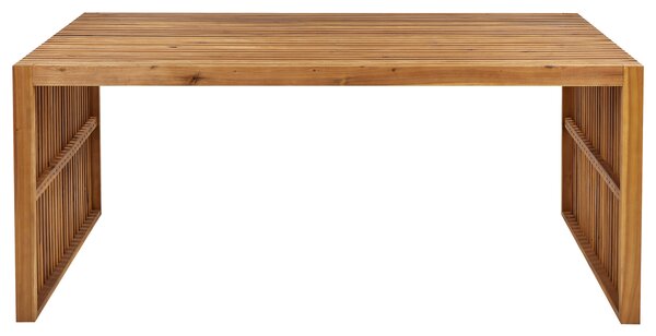 Záhradný jedálenský stôl svetlé akáciové drevo 180 x 90 cm obdĺžnikový tvar pre 6 osôb moderný rustikálny štýl interiér exteriér