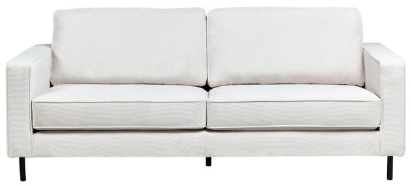 Pohovka krémová biela polyesterové čalúnenie 3-miestna čierne kovové nohy moderný minimalistický štýl obývačka