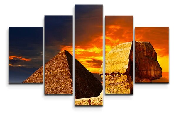 Sablio Obraz - 5-dílný Pyramidy - 125x90 cm