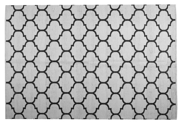 Koberec čierny a biely obojstranný syntetický materiál 140 x 200 cm vonkajší a izbový so vzorom