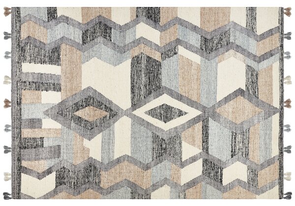 Kelímový koberec viacfarebný vlna a bavlna 200 x 300 cm ručne tkaný vzor boho patchwork so strapcami