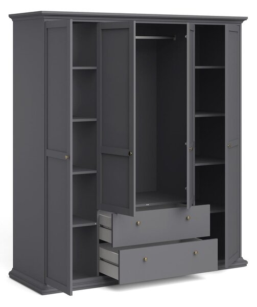 Sivá šatníková skriňa 181x201 cm Paris – Tvilum