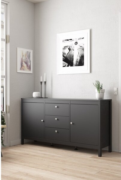 Čierna nízka komoda 152x80 cm Madrid – Tvilum