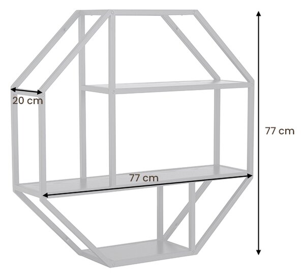 Dizajnový nástenný regál Maille 77 cm čierny jaseň